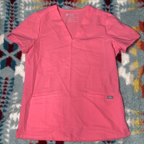 Figs neon pink v neck scrub top - Picture 1 of 5